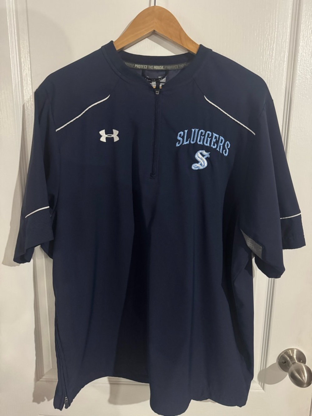 Under Armour Men’s L Navy Sluggers Short-Sleeve Quarter-Zip BP Jacket